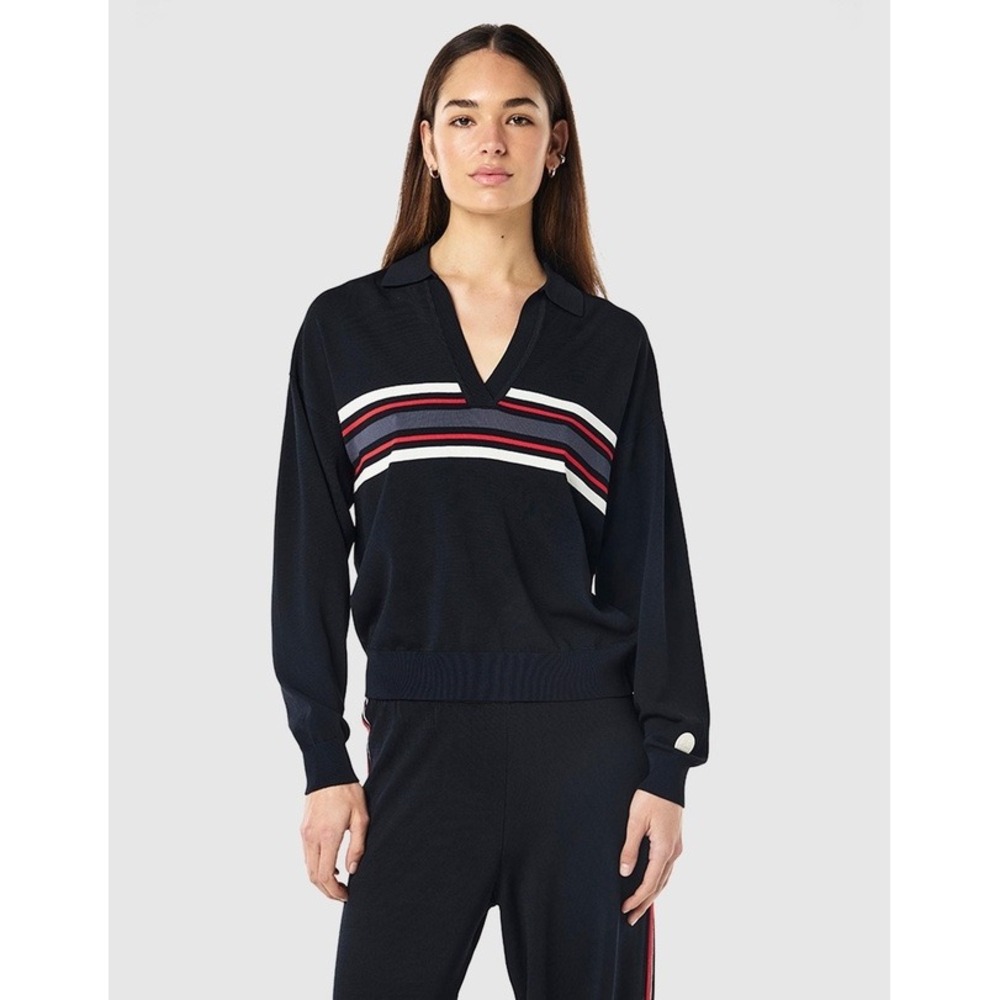 P.E Nation Retreat Collar‎ Knit in Dark Sapphire Size Small Preppy Athleisure